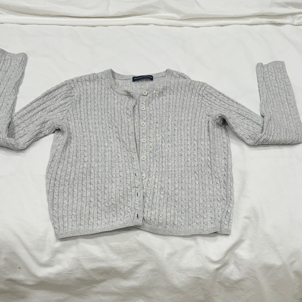 Brandy Melville Light Gray Cable Knit Cardigan